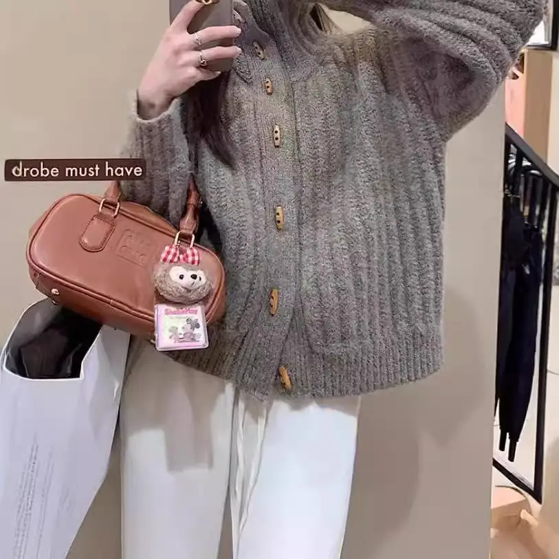 Women's Winter Turtleneck Sweater Grey Loose Coat