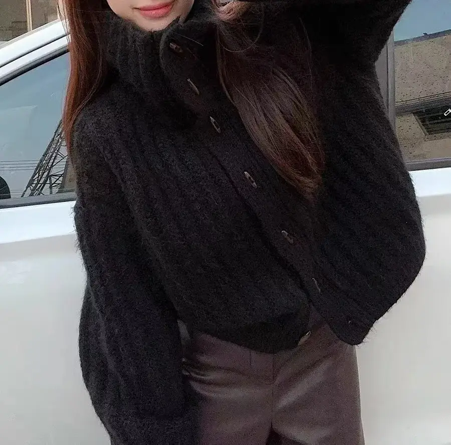 Women's Winter Turtleneck Sweater Grey Loose Coat — feature 10