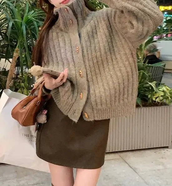 Women's Winter Turtleneck Sweater Grey Loose Coat — feature 5