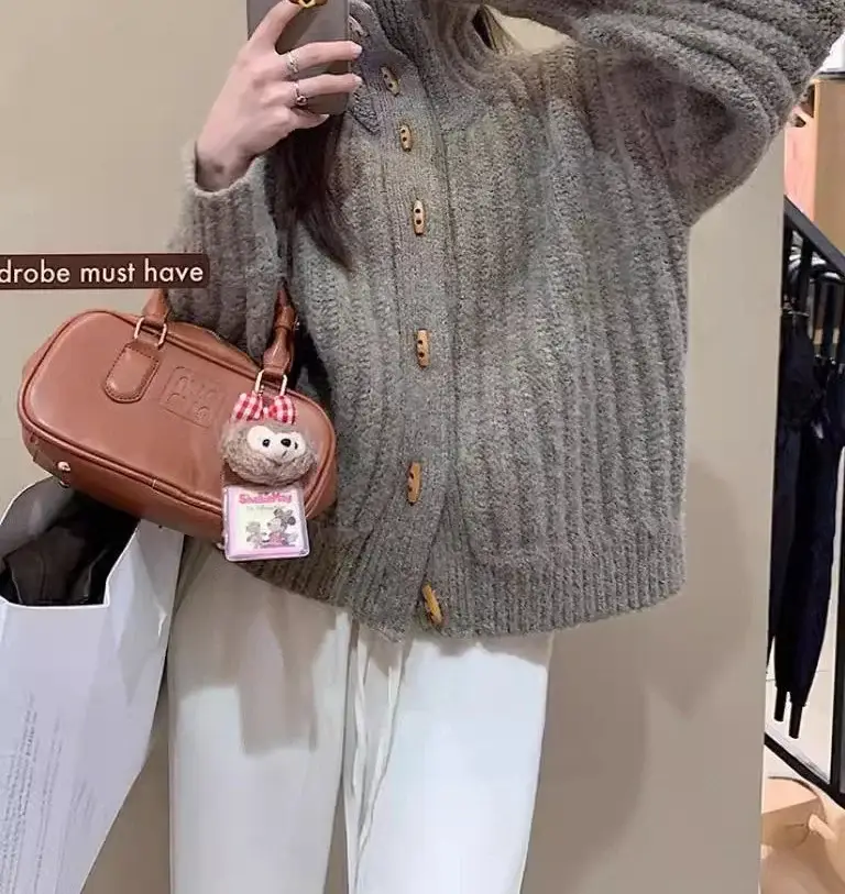 Women's Winter Turtleneck Sweater Grey Loose Coat — feature 8