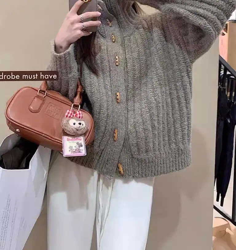 Women's Winter Turtleneck Sweater Grey Loose Coat