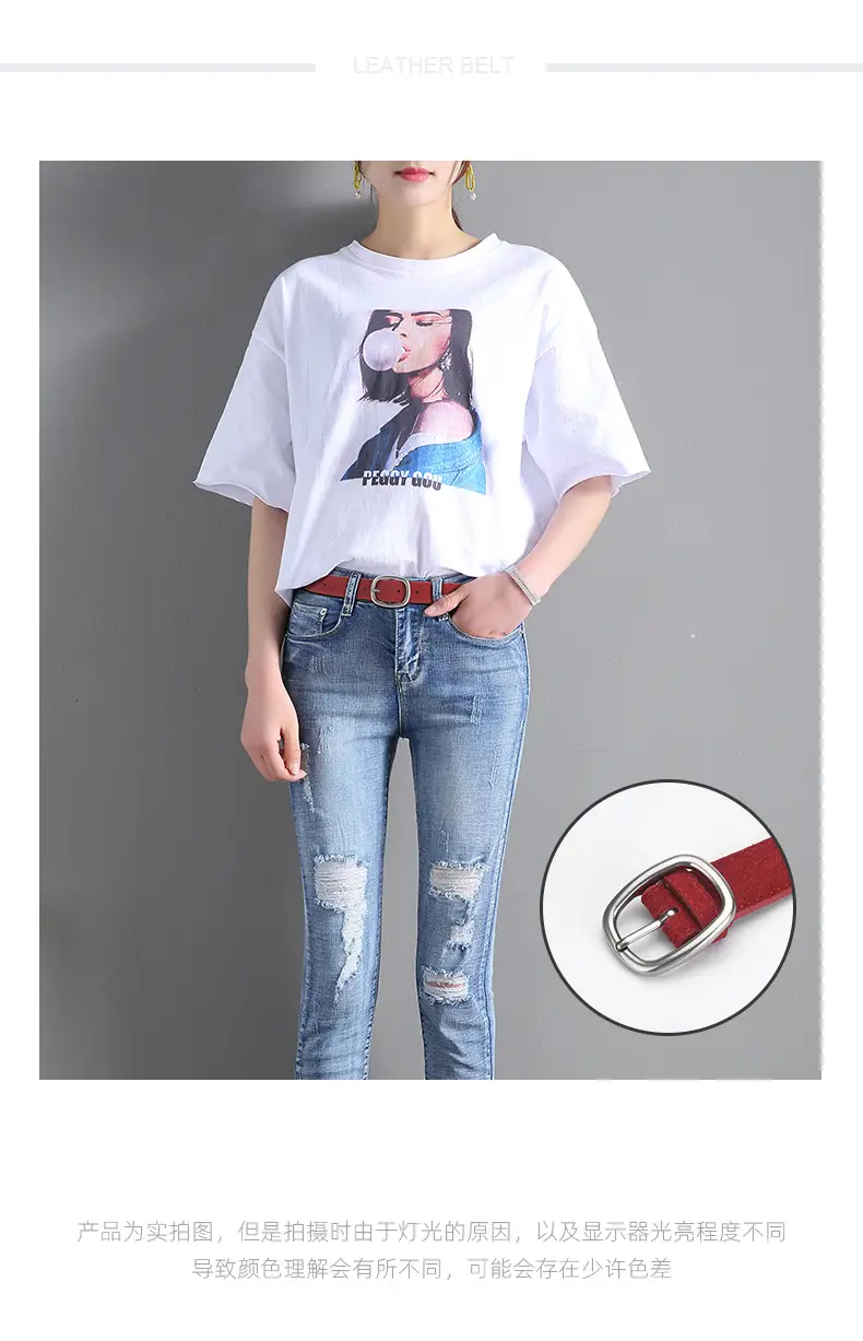 Vintage Belt Women Dress Pants Decorative Fashion Simple High Velvet Leather Pin Buckle Belt Women Wholesale — feature 1