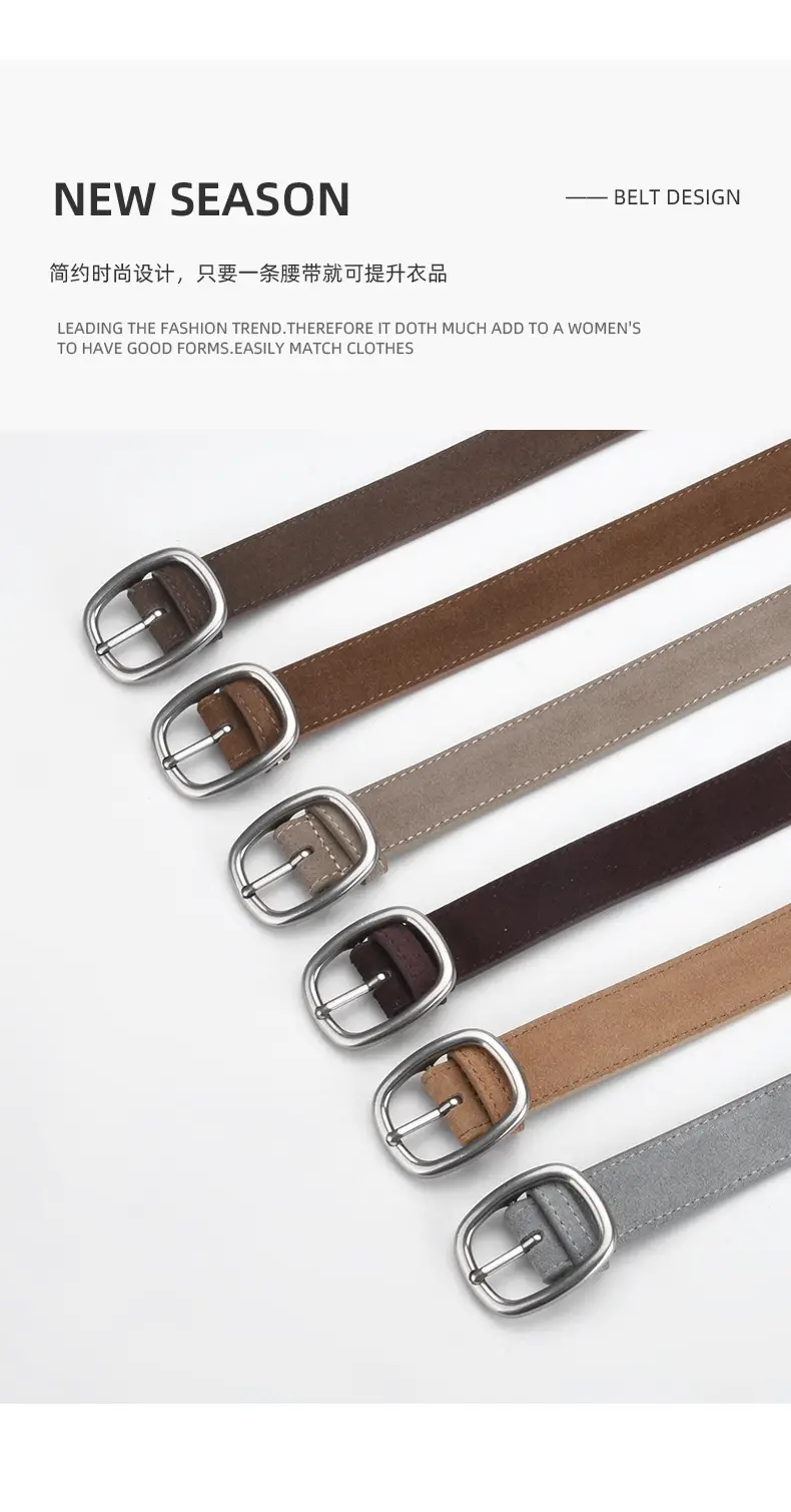 Vintage Belt Women Dress Pants Decorative Fashion Simple High Velvet Leather Pin Buckle Belt Women Wholesale — feature 4