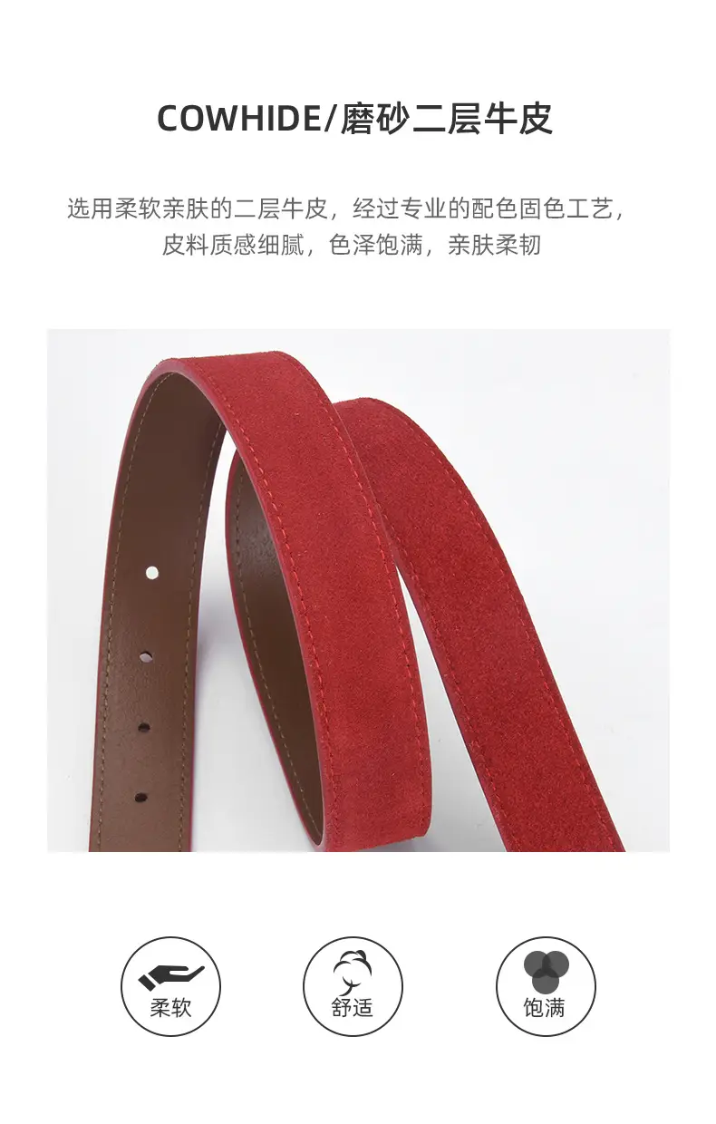 Vintage Belt Women Dress Pants Decorative Fashion Simple High Velvet Leather Pin Buckle Belt Women Wholesale — feature 5