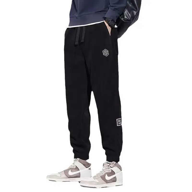 Men's Black Fleece Leg Sweatpants Autumn Winter 2024 - Image 8