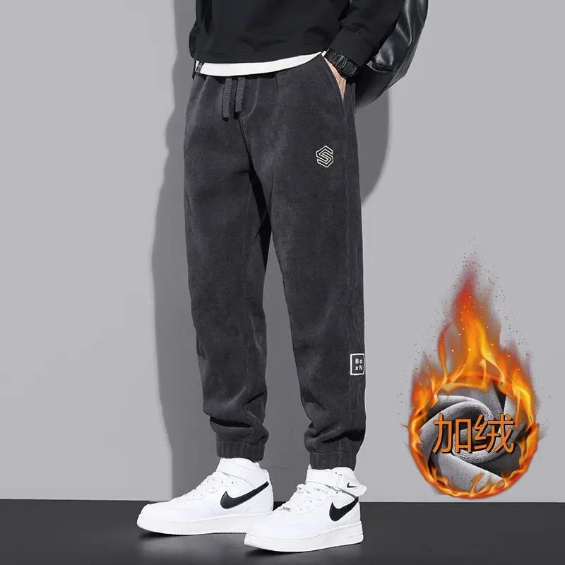 Men's Black Fleece Leg Sweatpants Autumn Winter 2024 - Image 4