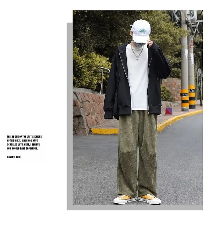 Men's Wide-leg Corduroy Pants Spring New — feature 16