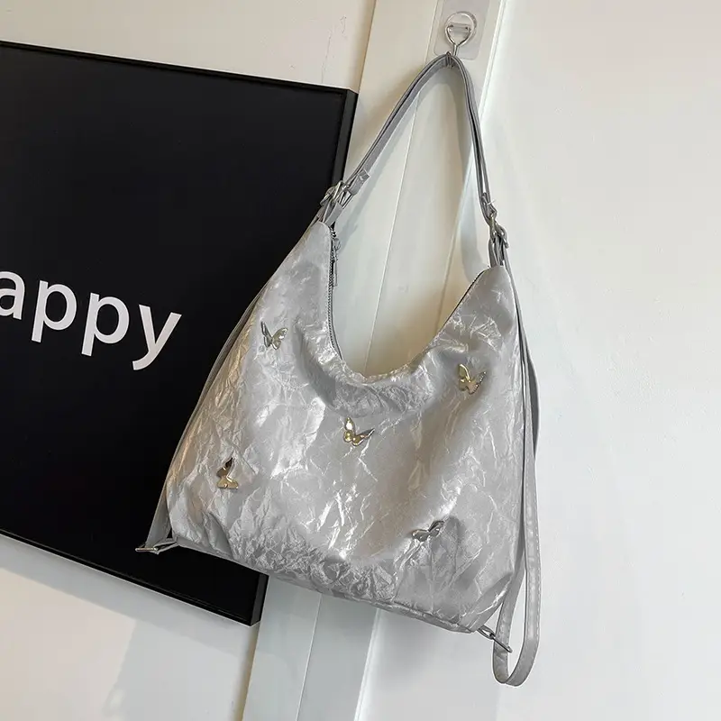Silver High-End Women's Shoulder Crossbody Tote Bag - Image 2