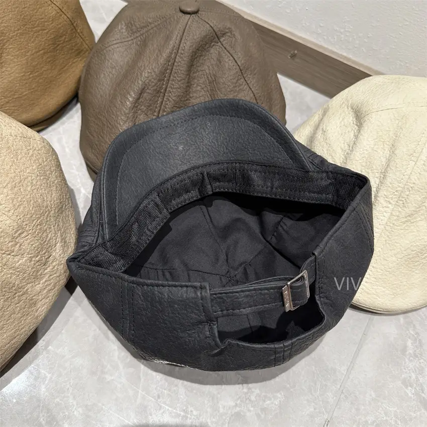 Men's 2025 PU Leather Duckbill Cap Brown - Image 9