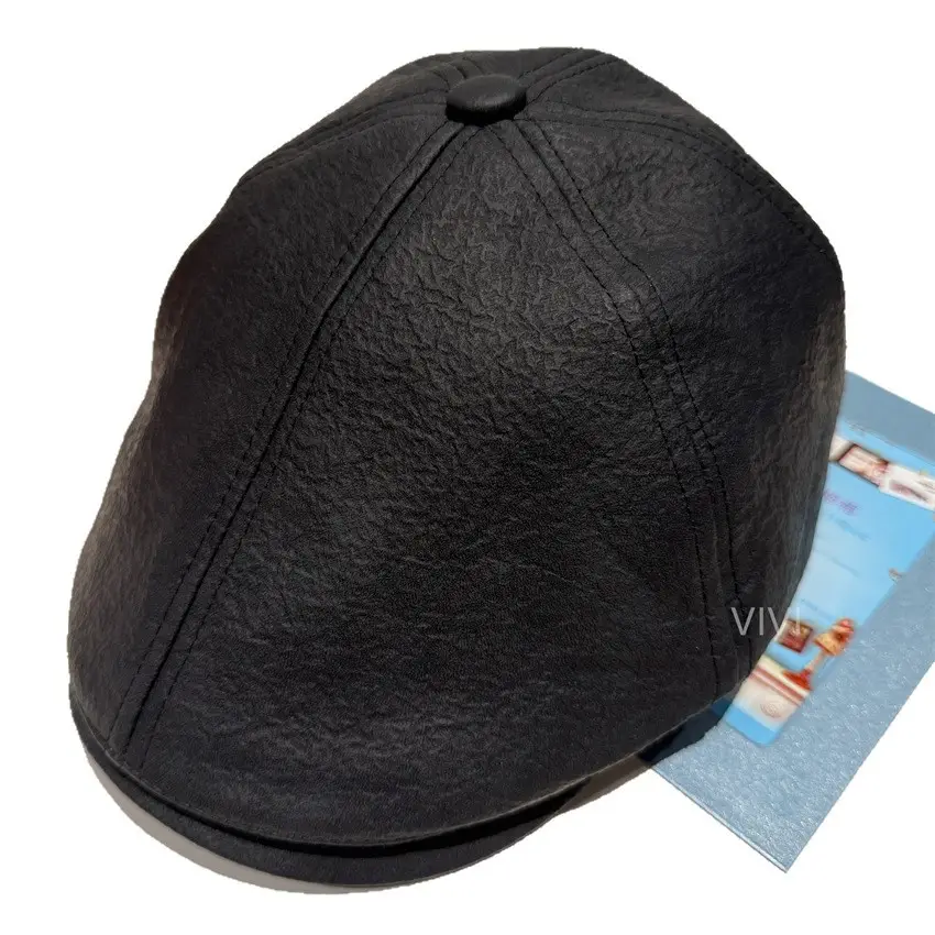 Men's 2025 PU Leather Duckbill Cap Brown - Image 10