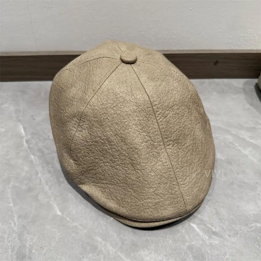 Men's 2025 PU Leather Duckbill Cap Brown — feature 5