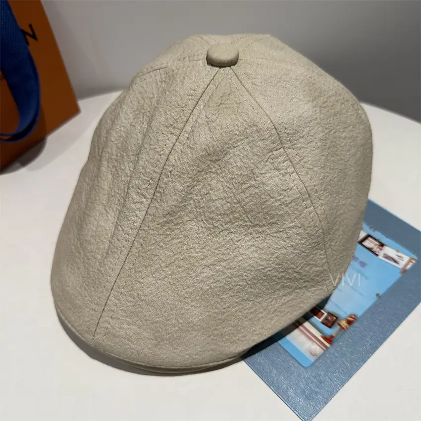 Men's 2025 PU Leather Duckbill Cap Brown - Image 4
