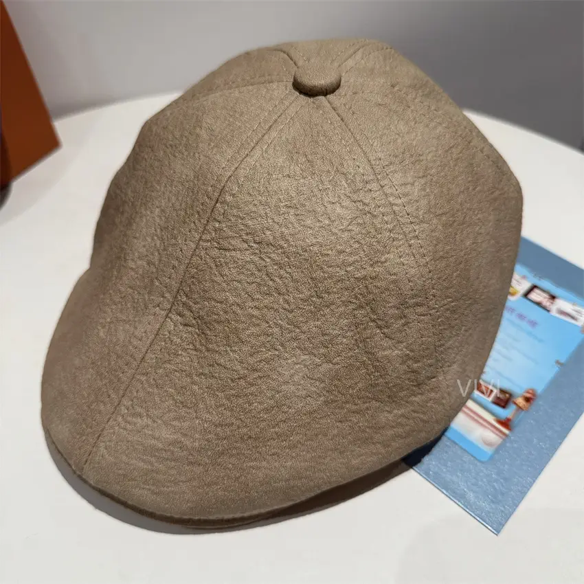 Men's 2025 PU Leather Duckbill Cap Brown - Image 5