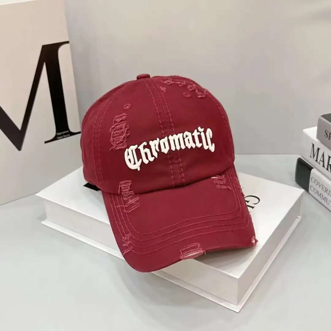 Men Red Cotton Hole-In-Wall Cap with "Gromatic" Embroidery