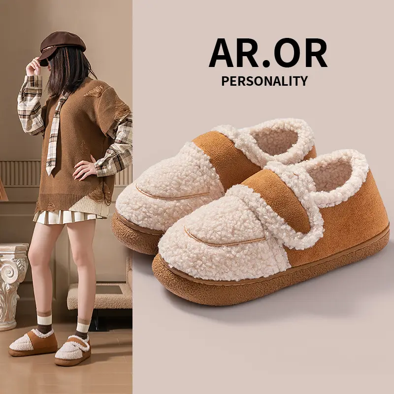 Yuezi Cotton Slippers Women's Winter 2023 New Arrival Heel Indoor Home Warm Wool Plush Cotton Shoes Women's Winter — feature 33