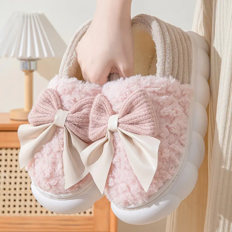 Yuezi Cotton Slippers Women's Winter 2023 New Arrival Heel Indoor Home Warm Wool Plush Cotton Shoes Women's Winter - Image 5