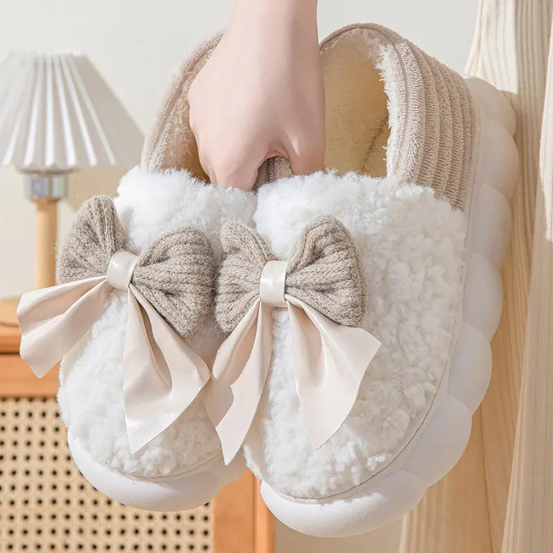 Yuezi Cotton Slippers Women's Winter 2023 New Arrival Heel Indoor Home Warm Wool Plush Cotton Shoes Women's Winter - Image 6