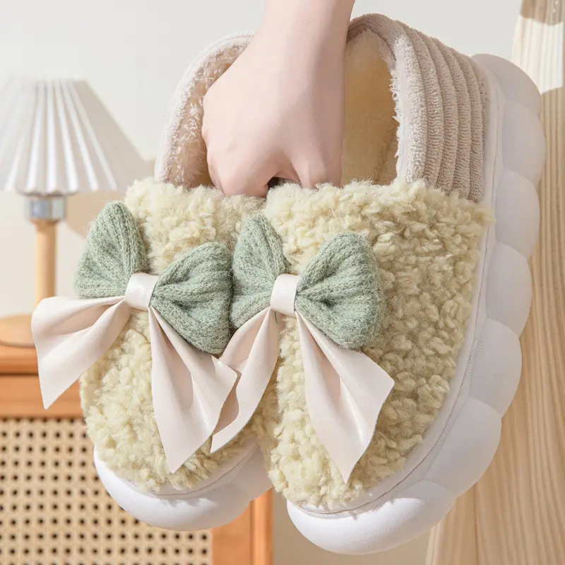 Yuezi Cotton Slippers Women's Winter 2023 New Arrival Heel Indoor Home Warm Wool Plush Cotton Shoes Women's Winter - Image 7