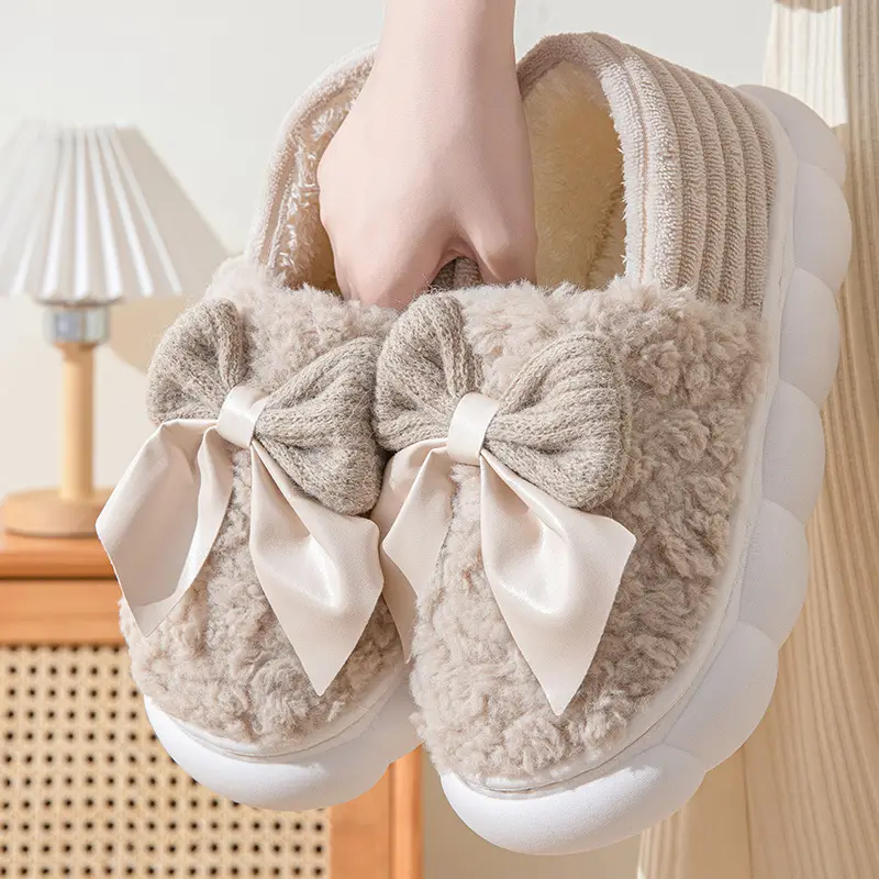Yuezi Cotton Slippers Women's Winter 2023 New Arrival Heel Indoor Home Warm Wool Plush Cotton Shoes Women's Winter - Image 8