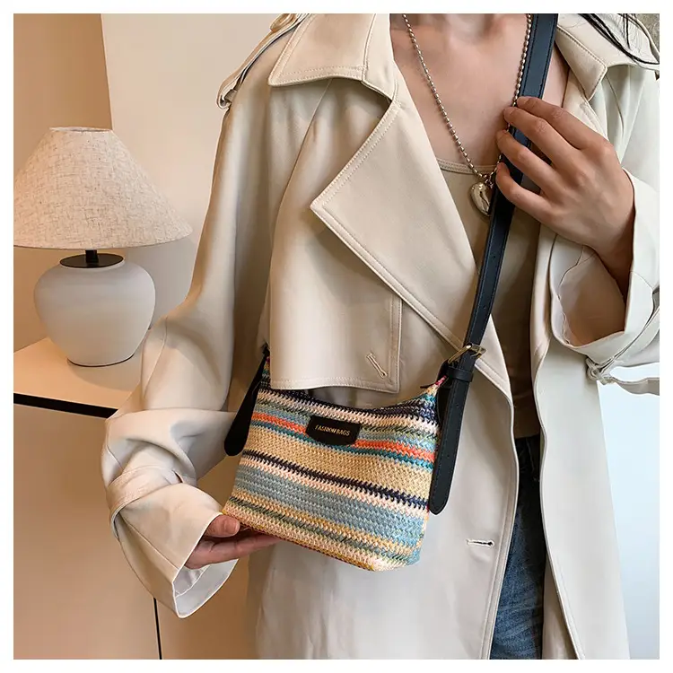 Rainbow Straw Underarm Bag for Women — feature 11