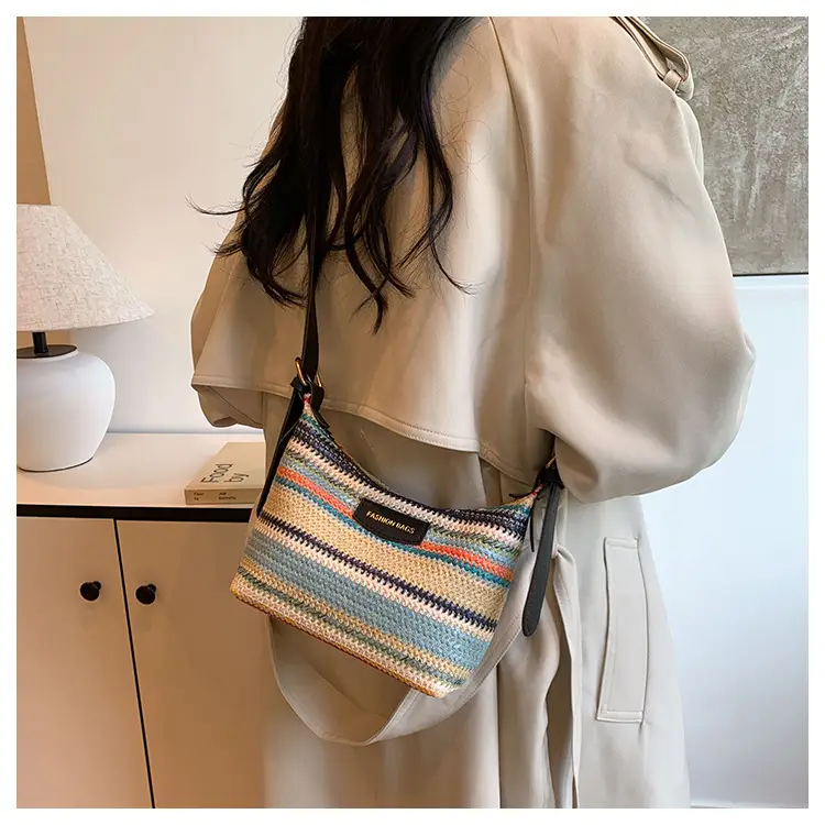 Rainbow Straw Underarm Bag for Women — feature 12