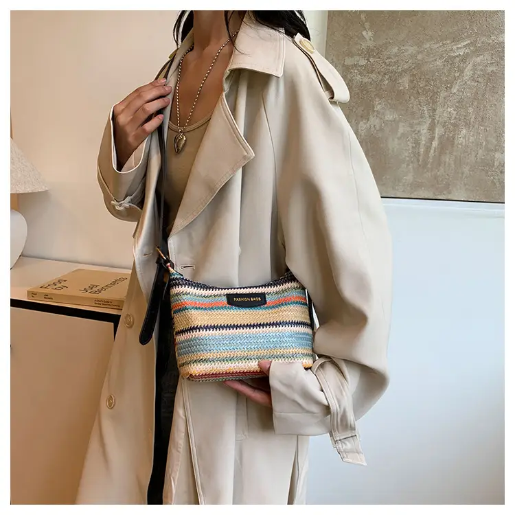 Rainbow Straw Underarm Bag for Women — feature 13