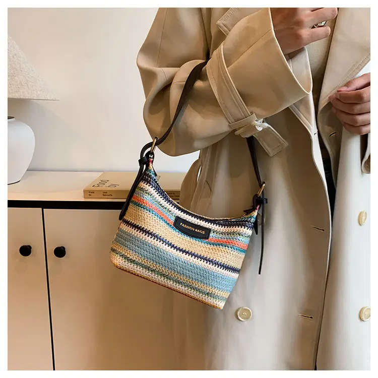 Rainbow Straw Underarm Bag for Women — feature 14