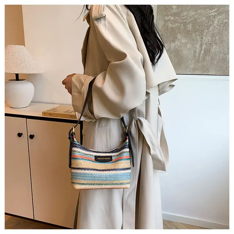 Rainbow Straw Underarm Bag for Women — feature 15