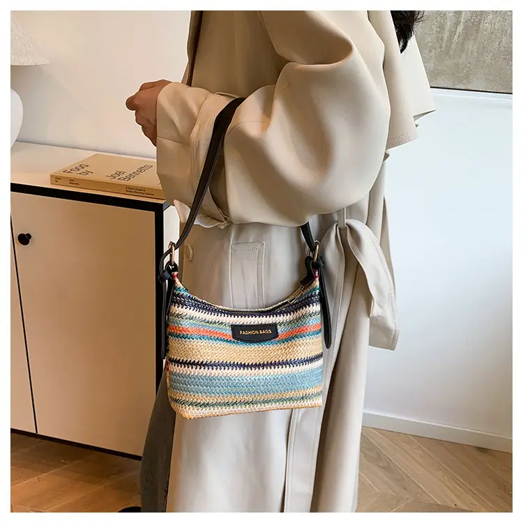 Rainbow Straw Underarm Bag for Women — feature 16