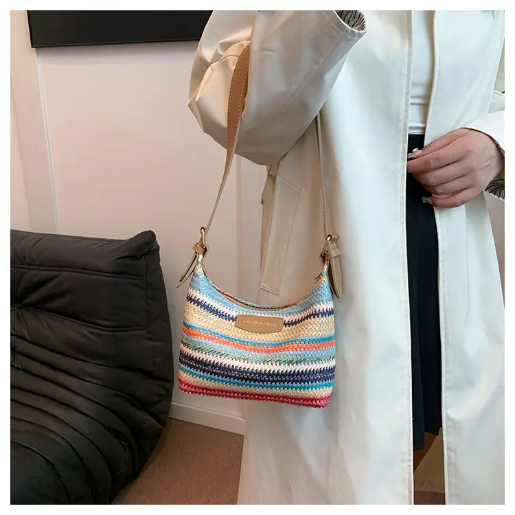 Rainbow Straw Underarm Bag for Women — feature 17