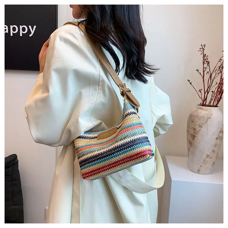 Rainbow Straw Underarm Bag for Women — feature 19