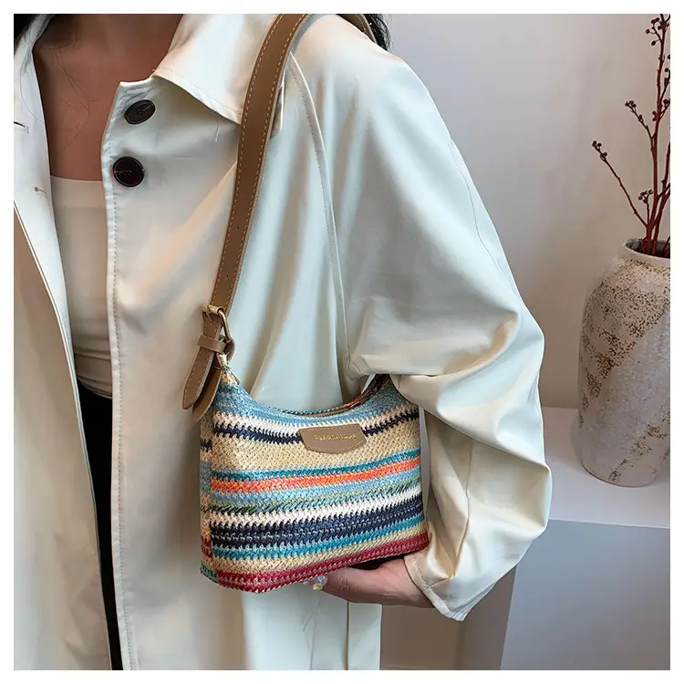 Rainbow Straw Underarm Bag for Women — feature 20