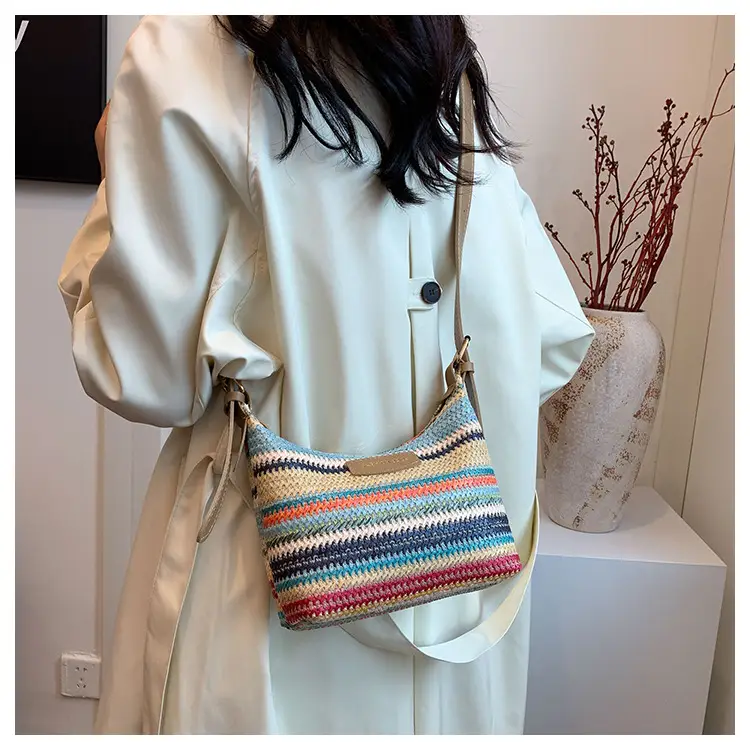 Rainbow Straw Underarm Bag for Women — feature 22