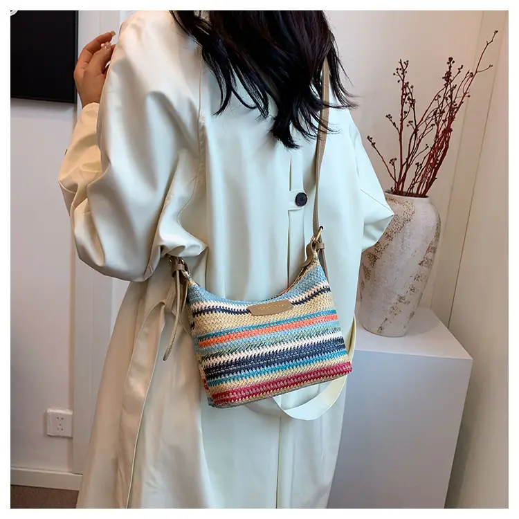 Rainbow Straw Underarm Bag for Women — feature 23