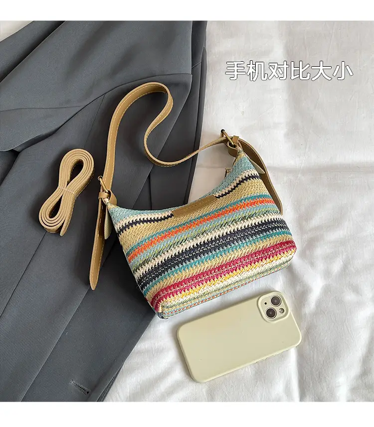 Rainbow Straw Underarm Bag for Women — feature 6