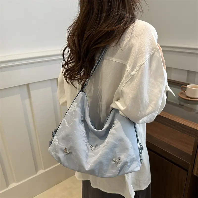 Soft Face Butterfly Shoulder Bag Grey 2024 - Image 13