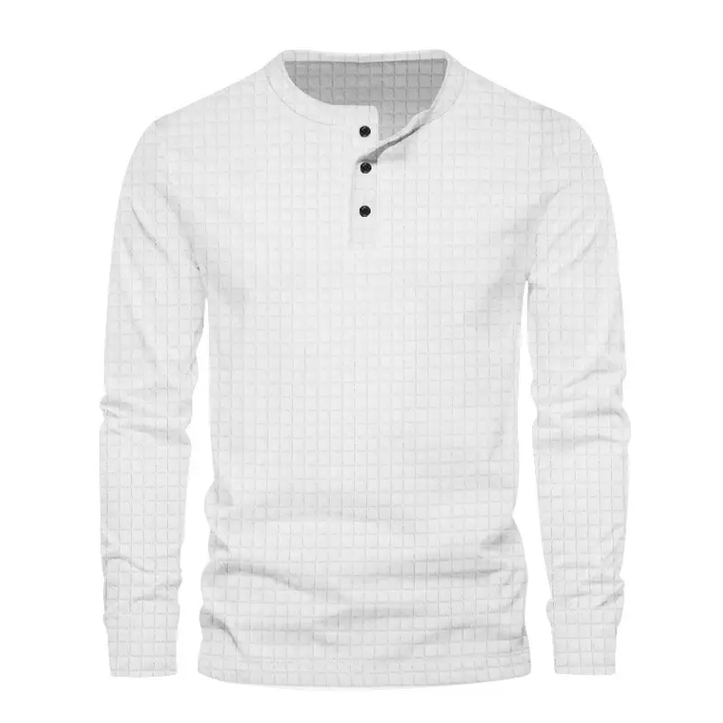 Men's Maroon Jacquard Long Sleeve T-Shirt — feature 11