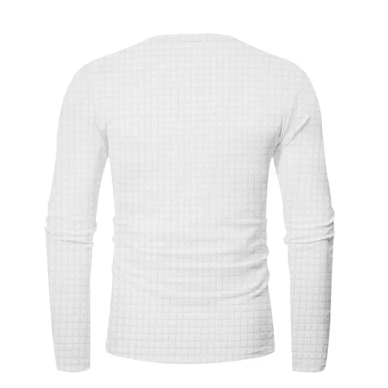 Men's Maroon Jacquard Long Sleeve T-Shirt — feature 12