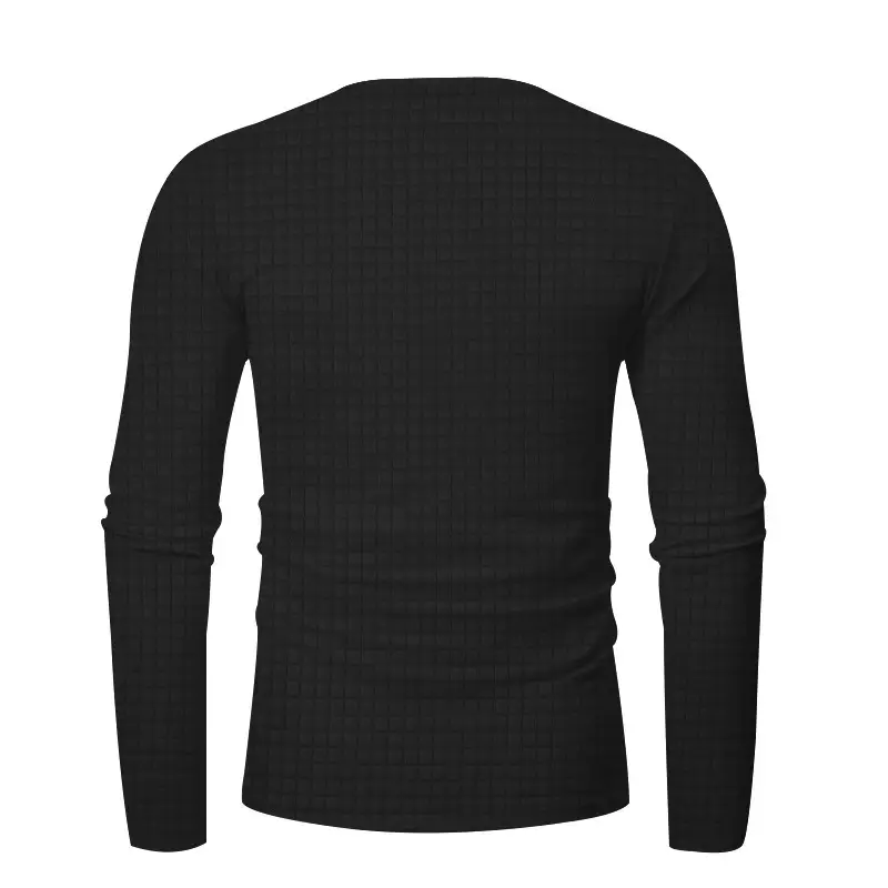 Men's Maroon Jacquard Long Sleeve T-Shirt — feature 23