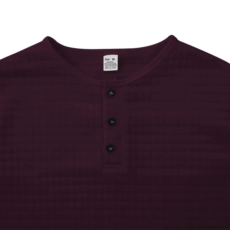 Men's Maroon Jacquard Long Sleeve T-Shirt — feature 30