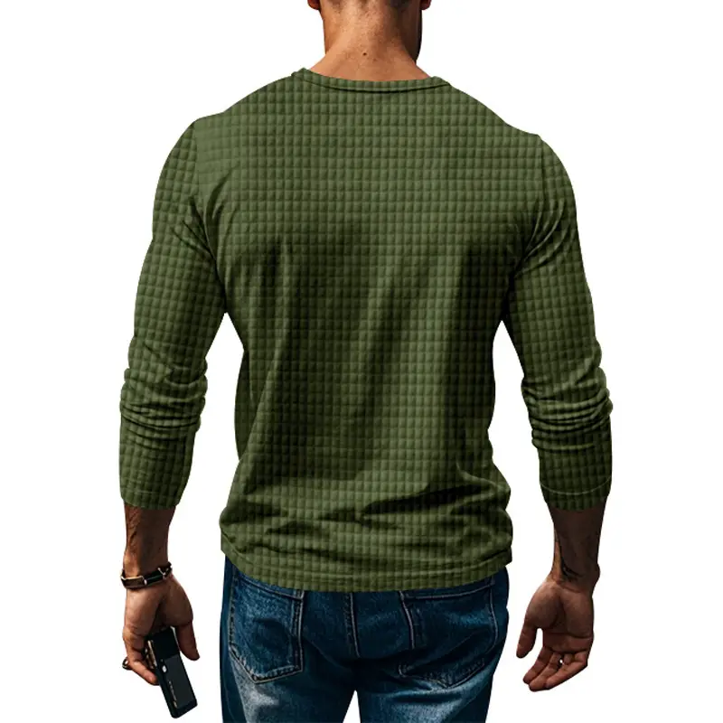 Men's Maroon Jacquard Long Sleeve T-Shirt — feature 40