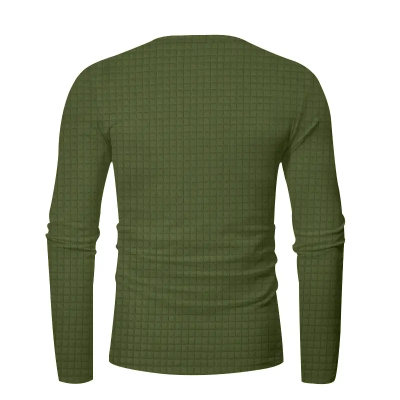 Men's Maroon Jacquard Long Sleeve T-Shirt — feature 45