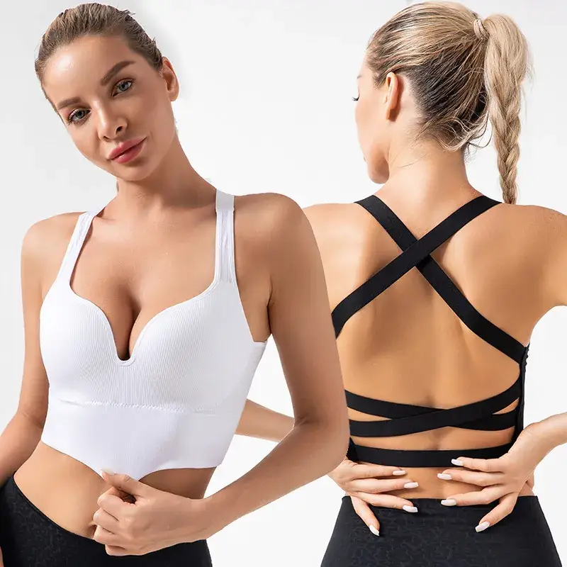 Pink Cross-Back Sports Bra for Plus Size Women - Image 7