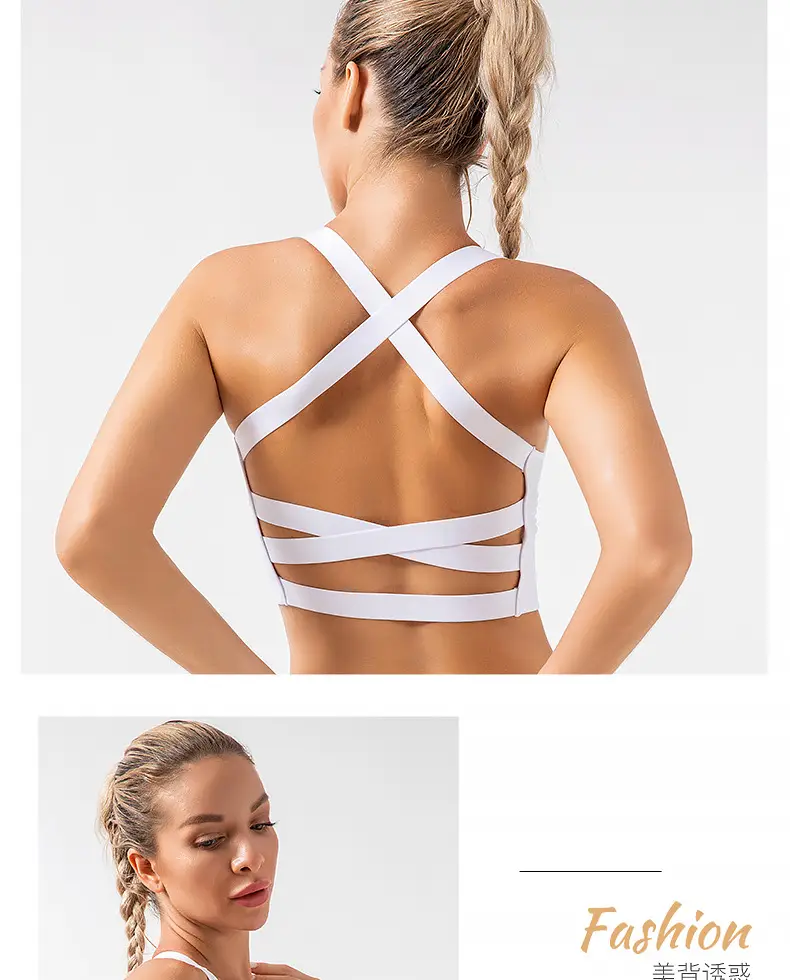 Pink Cross-Back Sports Bra for Plus Size Women — feature 17