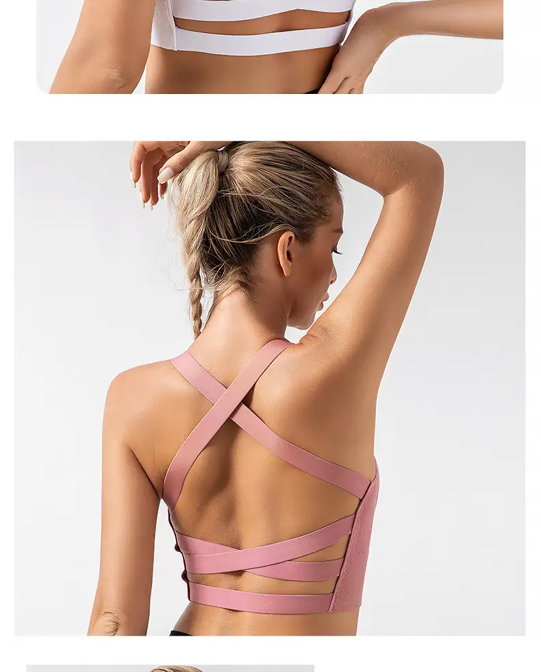 Pink Cross-Back Sports Bra for Plus Size Women — feature 19