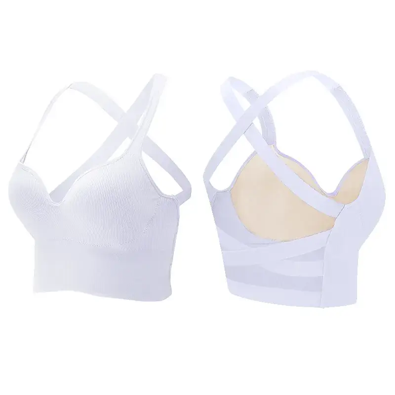 Pink Cross-Back Sports Bra for Plus Size Women - Image 2