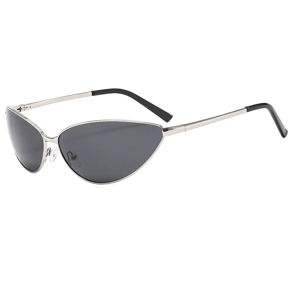 Men Polarized Cat Eye Sunglasses Metal Frame Brown - Image 9