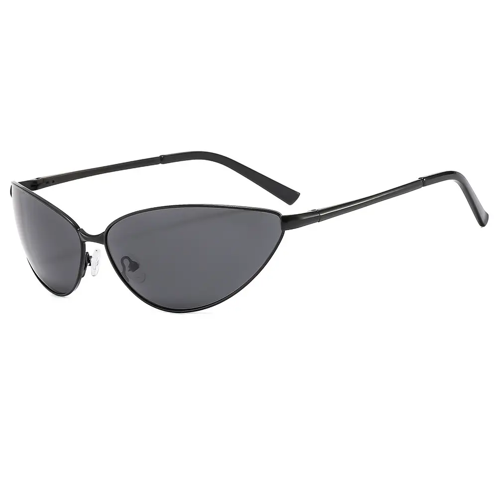 Men Polarized Cat Eye Sunglasses Metal Frame Brown - Image 10