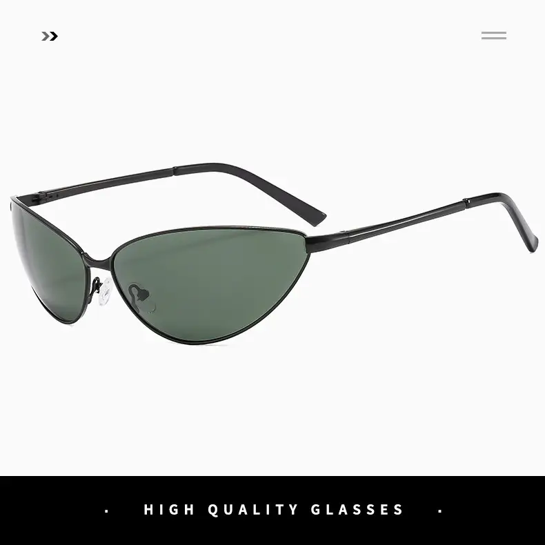 Men Polarized Cat Eye Sunglasses Metal Frame Brown — feature 10