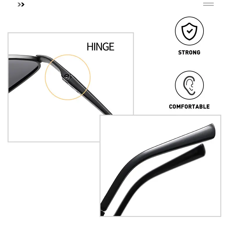 Men Polarized Cat Eye Sunglasses Metal Frame Brown — feature 12